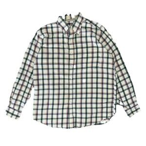 Vintage LL Bean Men’s Plaid Button-up Long Sleeve Shirt Made In USA Green Size M